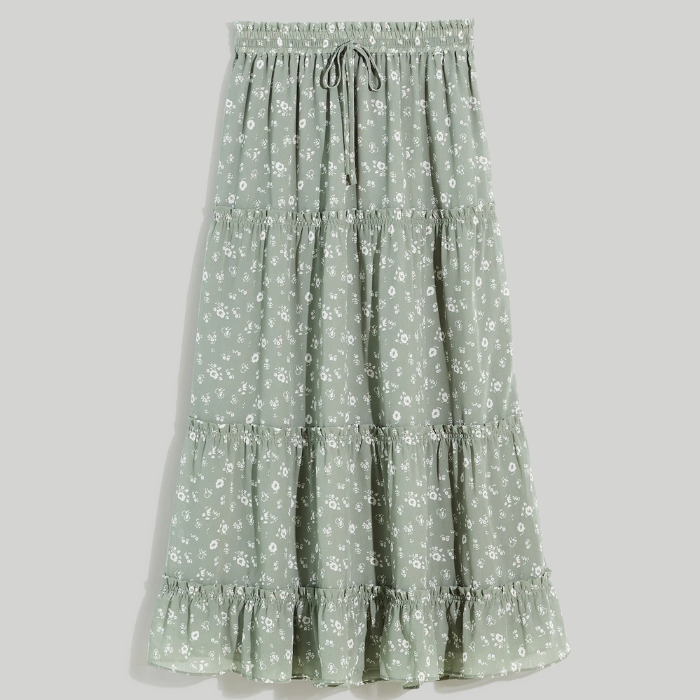Madewell Pull-on Ruffle Tiered Maxi Skirt in Cottage Garden